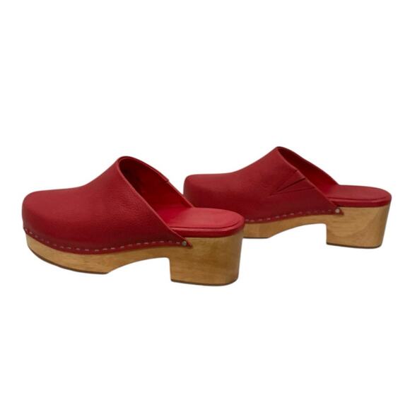 Charlotte Stone Martino Platform Clog Rare Nappa Leather Wood Base Red Size 8 - Picture 4 of 10